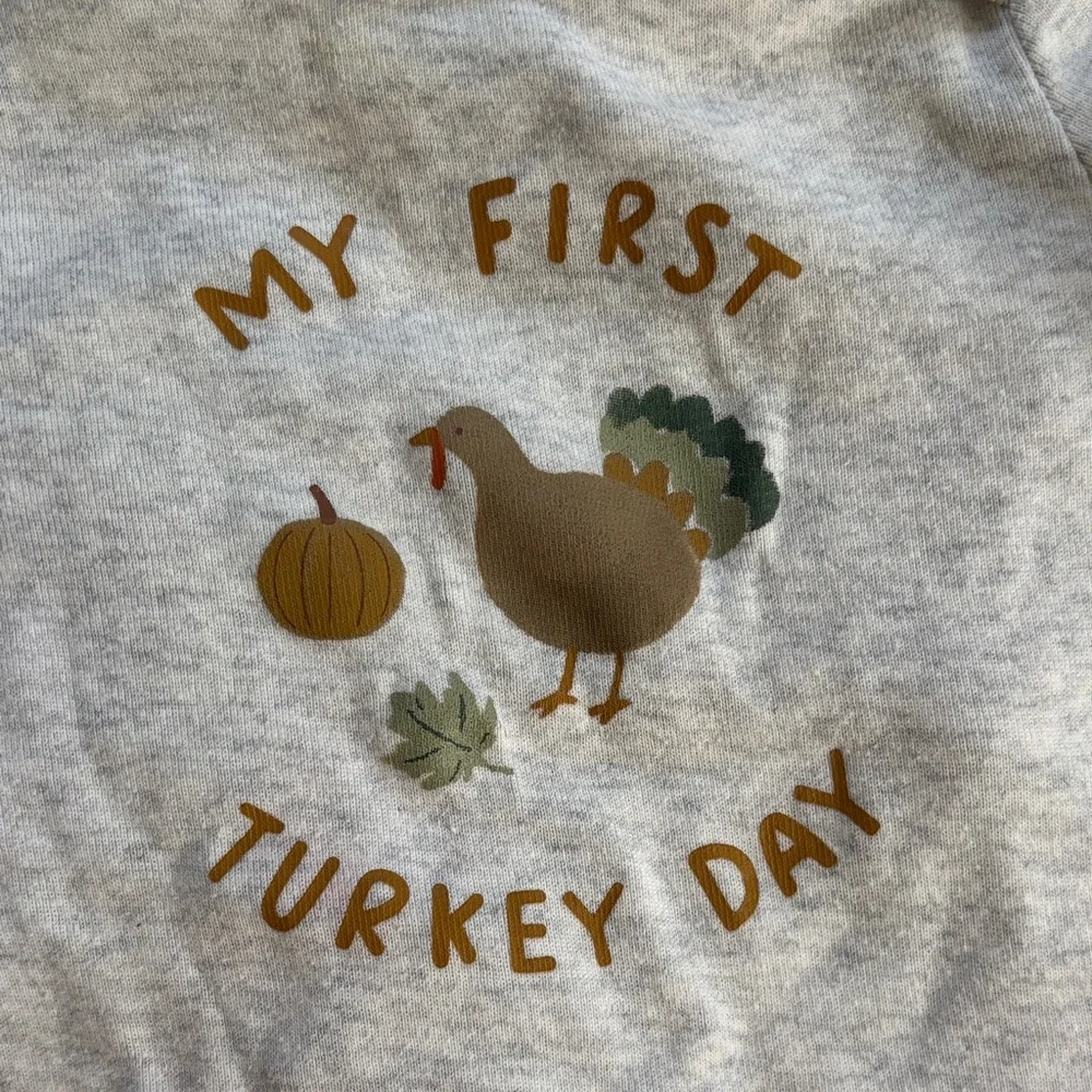 Carter's Festive My First Turkey Day Thanksgiving Outfit Set Onesie Pants Brown